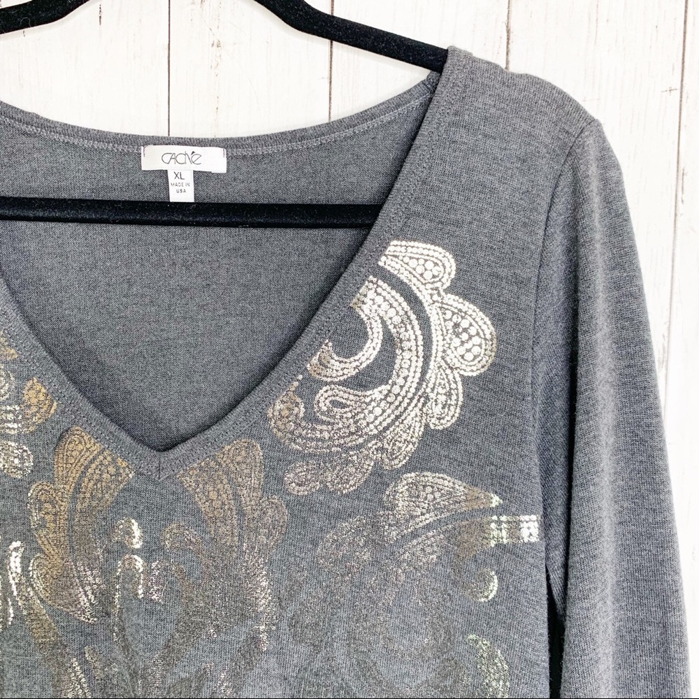 CACHE Metallic Long Sleeve Shirt XL - Picture 2 of 8
